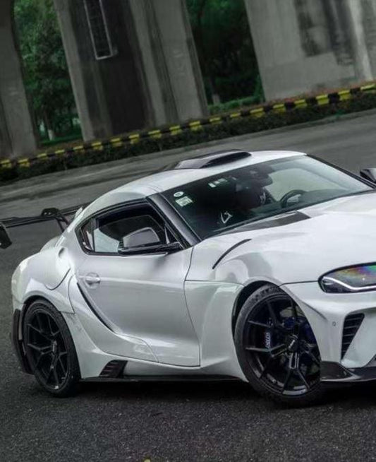 Toyota Supra MK5 A90 A91 3.0 2.0 2020 2021 2022 2023 2024 with Aftermarket Parts - Hyperion Widebody Fender Flares Wheel Arches & Side Skirts Package Carbon Fiber / FRP from Robot Craftsman