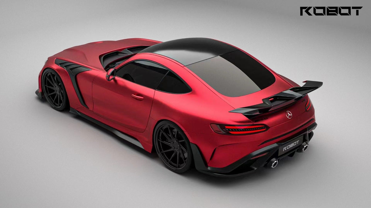 Mercedes Benz AMG GT/GTS C190 (fits both Pre-facelift & facelift) 2015 2016 2017 2018 2019 2020 2021 with Aftermarket Parts - Paragon Rear Bumper & Diffuser (Exhaust Pipe Extension & Tips Included) Carbon Fiber / FRP from Robot Craftsman