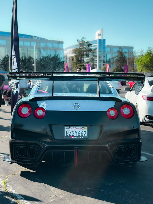Nissan GTR Nismo T-Spec Black Edition Track Edition Premium Pure 2008 2009 2010 2011 2012 2013 2014 2015 2016 2017 2018 2019 2020 2021 2022 2023 2024 (2017 2018 2019 2020 2021 2022 2023 rear bumper is required for 2008 2009 2010 2011 2012 2013 2014 2015 2016 and 2024 model year) with Aftermarket Parts - "Godzilla" Rear Bumper & DiffuserCarbon Fiber from Robot Craftsman