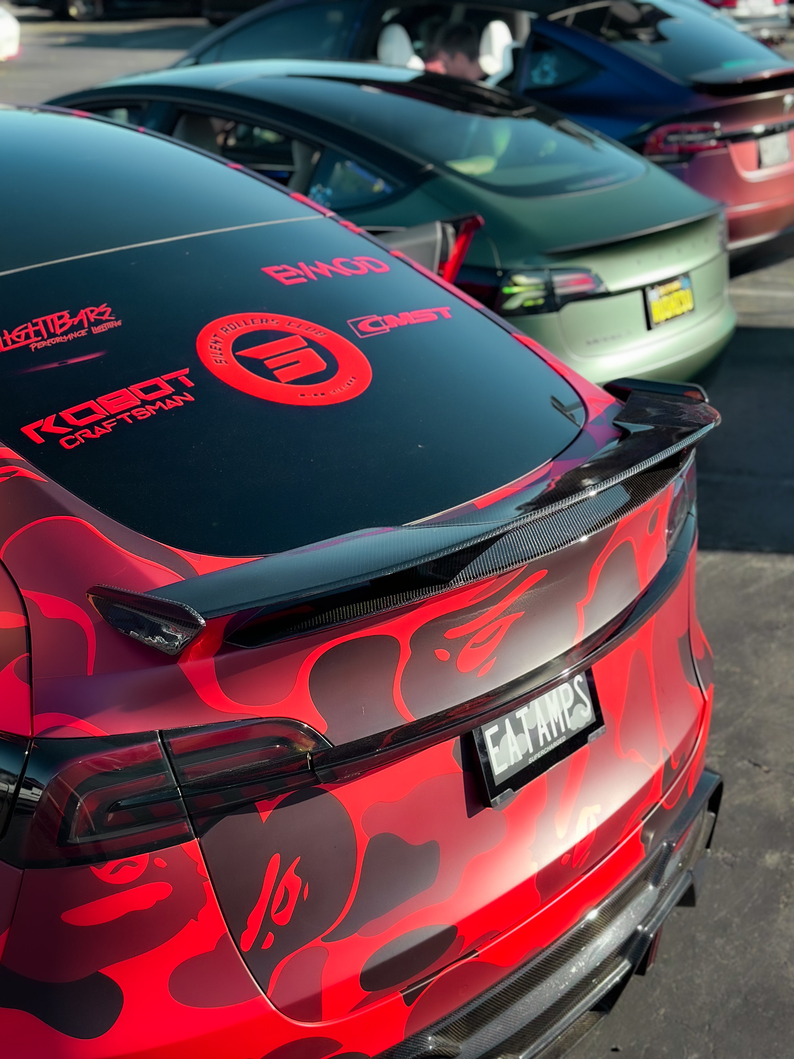 Tesla Model Y Performance AWD Long Range RWD Standard 2020 2021 2023 2024 with Aftermarket Parts - "STARSHIP" Rear Spoiler Wing Carbon Fiber / FRP from Robot Craftsman Tesla Model Y Performance AWD Long Range RWD Standard 2020 2021 2023 2024 with Aftermarket Parts - "STARSHIP" Rear Spoiler Wing Carbon Fiber / FRP from Robot Craftsman