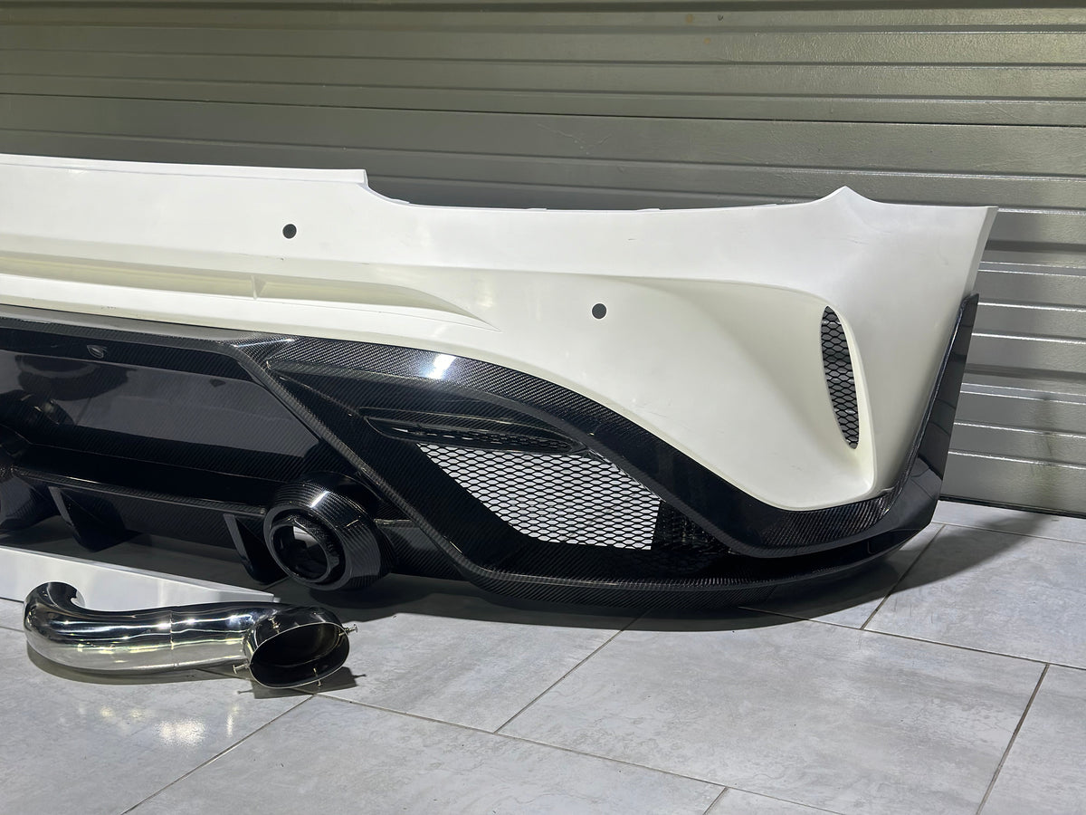 Mercedes Benz AMG GT/GTS C190 (fits both Pre-facelift & facelift) 2015 2016 2017 2018 2019 2020 2021 with Aftermarket Parts - Paragon Rear Bumper & Diffuser (Exhaust Pipe Extension & Tips Included) Carbon Fiber / FRP from Robot Craftsman