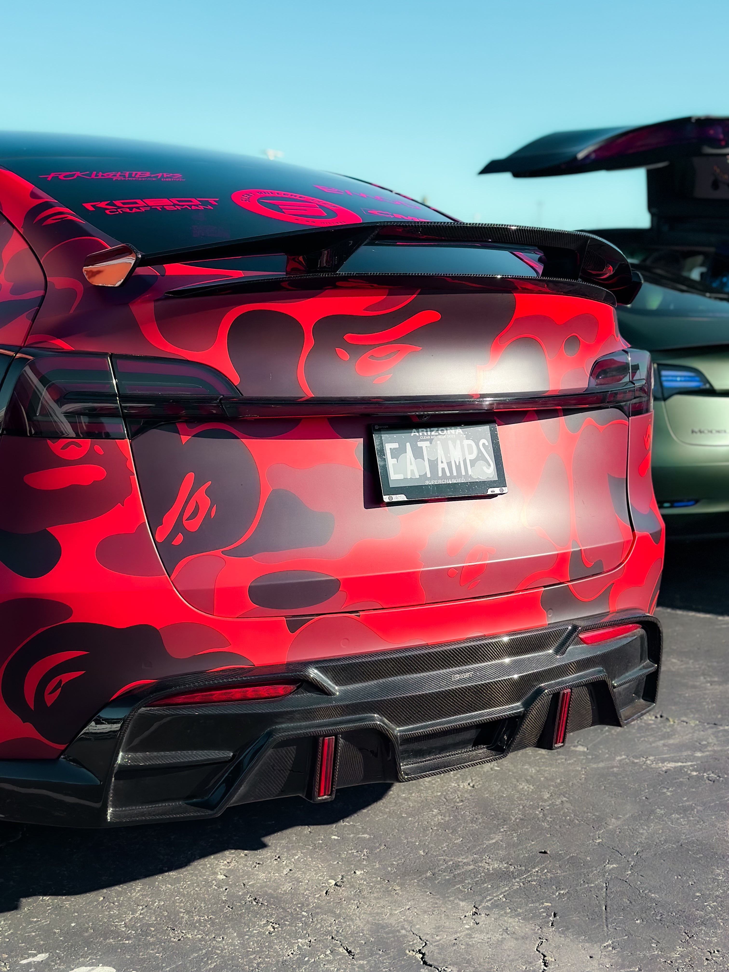 Tesla Model Y Performance AWD Long Range RWD Standard 2020 2021 2023 2024 with Aftermarket Parts - "STARSHIP" Rear Spoiler Wing Carbon Fiber / FRP from Robot Craftsman Tesla Model Y Performance AWD Long Range RWD Standard 2020 2021 2023 2024 with Aftermarket Parts - "STARSHIP" Rear Spoiler Wing Carbon Fiber / FRP from Robot Craftsman