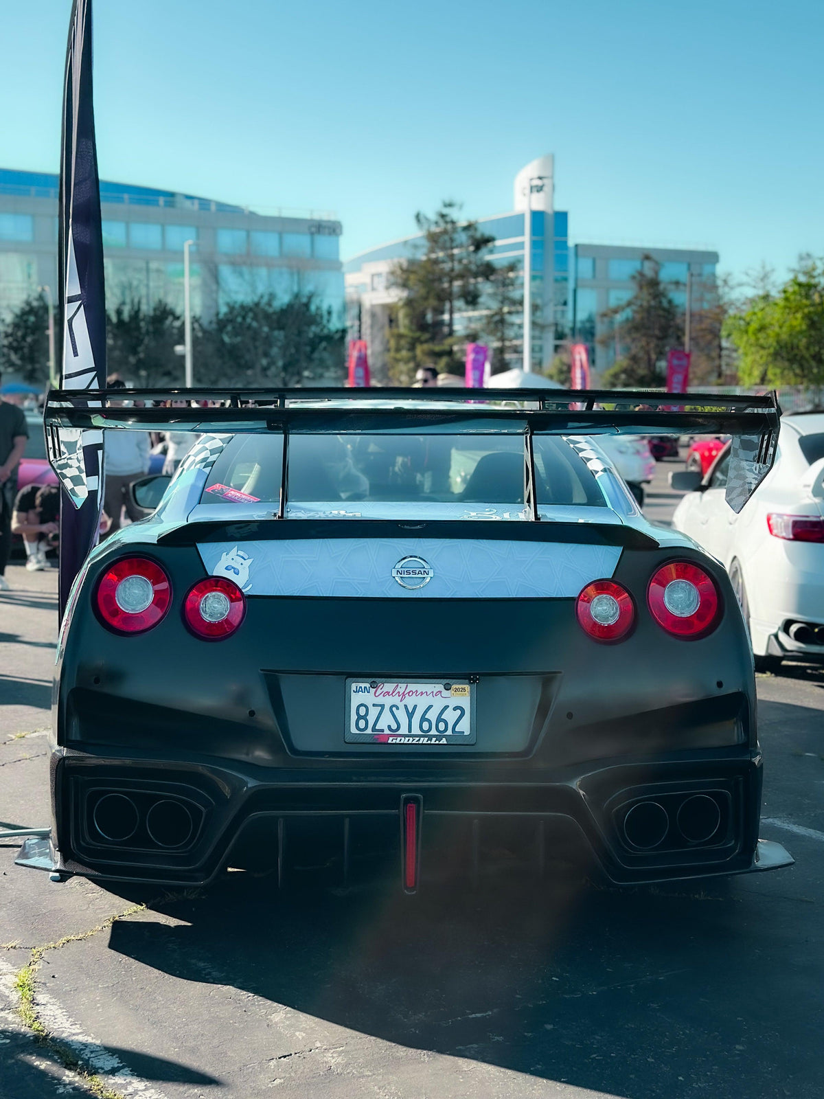 Nissan GTR Nismo T-Spec Black Edition Track Edition Premium Pure CBA DBA EBA 2008 2009 2010 2011 2012 2013 2014 2015 2016 2017 2018 2019 2020 2021 2022 2023 2024 with Aftermarket Parts - "Godzilla" Swan Neck Thor GT Wing Carbon Fiber / FRP from Robot Craftsman