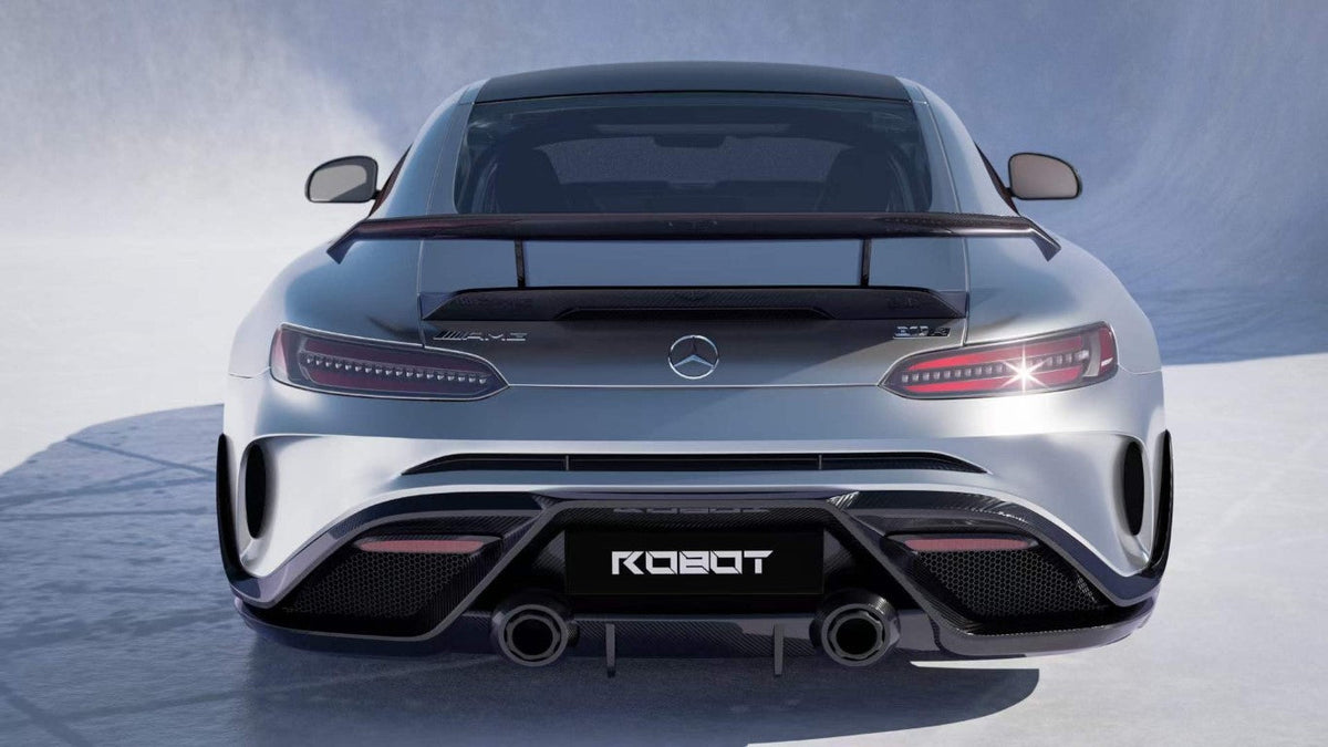 Mercedes Benz AMG GT/GTS C190 (fits both Pre-facelift & facelift) 2015 2016 2017 2018 2019 2020 2021 with Aftermarket Parts - Paragon Rear Bumper & Diffuser (Exhaust Pipe Extension & Tips Included) Carbon Fiber / FRP from Robot Craftsman