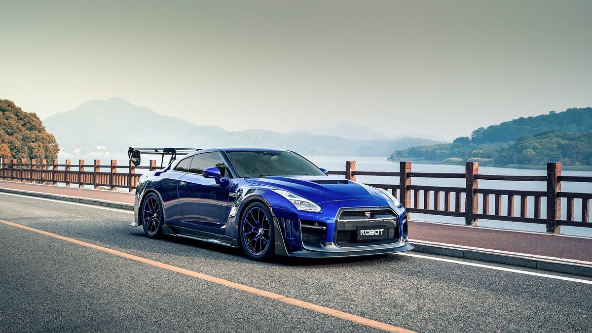 Nissan GTR Nismo T-Spec Black Edition Track Edition Premium Pure CBA DBA EBA 2008 2009 2010 2011 2012 2013 2014 2015 2016 2017 2018 2019 2020 2021 2022 2023 2024 with Aftermarket Parts - "Godzilla" Swan Neck Thor GT Wing Carbon Fiber / FRP from Robot Craftsman