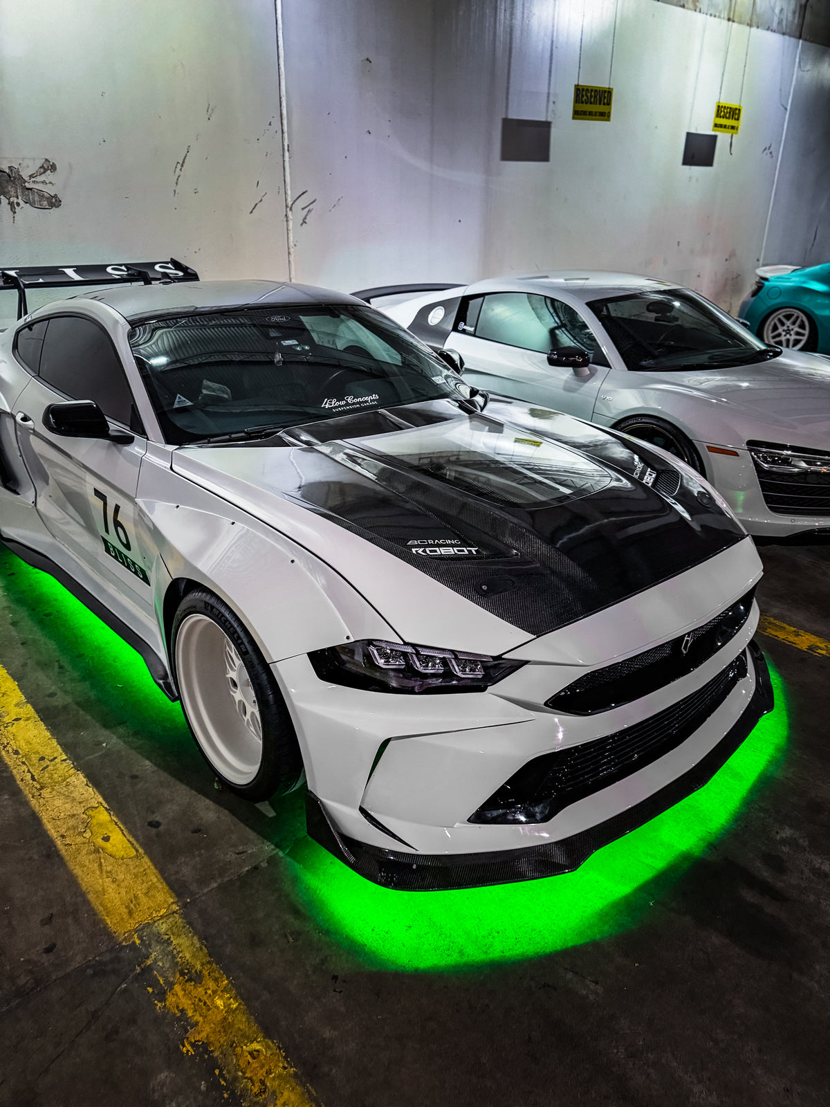 Ford Mustang Ecoboost V6 GT S550.1 2015-2017 & Mustang Ecoboost V6 GT March1 Bullitt S550.2 2018-2023 with Aftermarket Parts - "DAWN" Hood Bonnet Carbon Fiber / FRP from Robot Craftsman