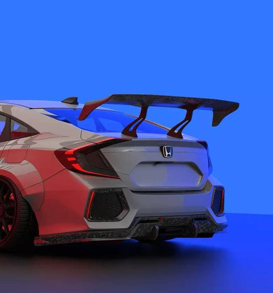 Honda Civic 10th Gen FC1 FC2 SI 2016 2017 2018 2019 2020 2021 (diffuser also compatible with ROBOT CRAFTSMAN rear bumper) with Aftermarket Parts - Rear Diffuser & Bumper Carbon Fiber / FRP from Robot Craftsman