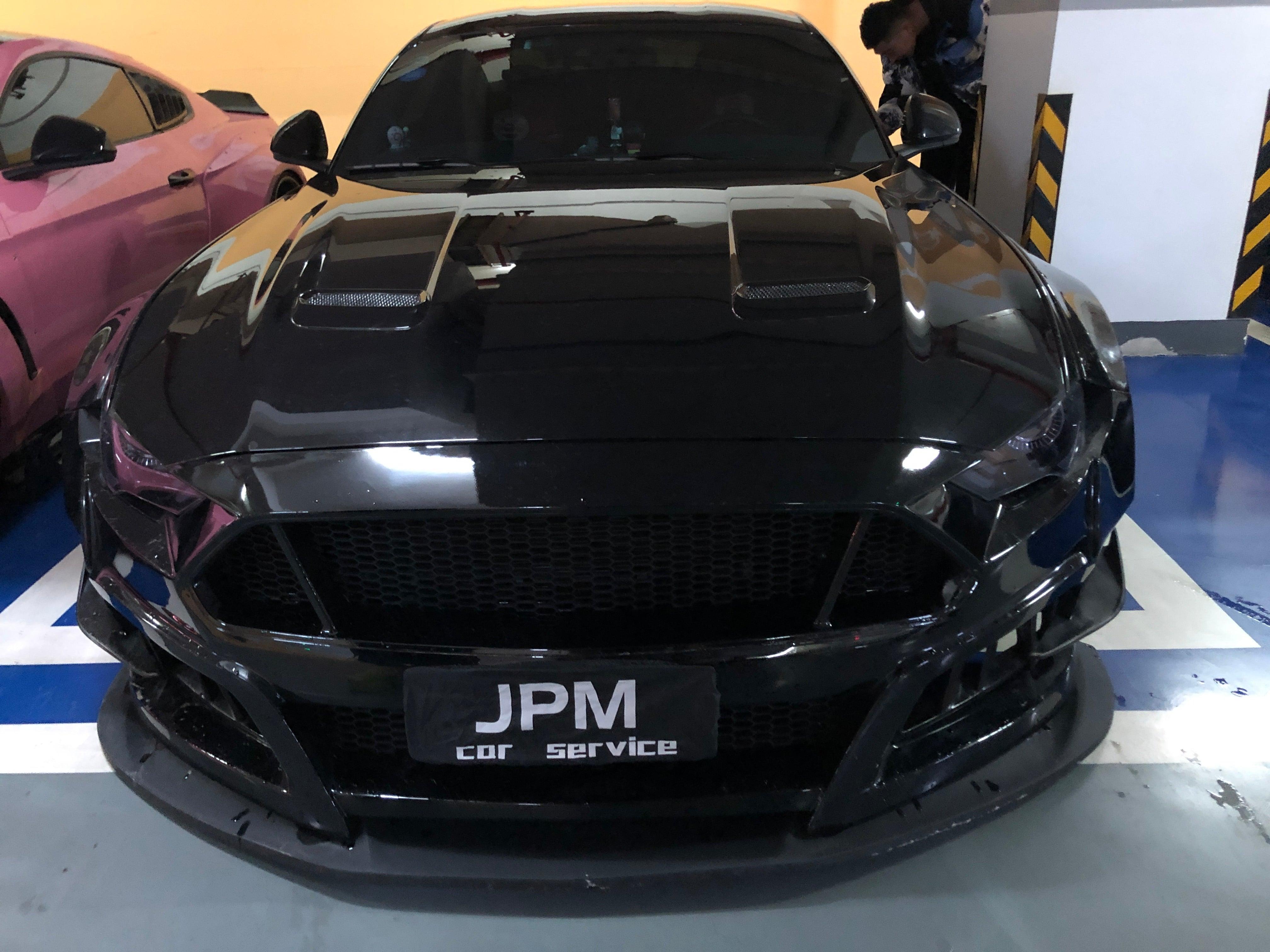 Ford Mustang Ecoboost V6 GT March1 Bullitt S550.2 2018 2019 2020 2021 2022 2023 with Aftermarket Parts - STORM Hood Bonnet Carbon Fiber / FRP from Robot Craftsman Ford Mustang Ecoboost V6 GT March1 Bullitt S550.2 2018 2019 2020 2021 2022 2023 with Aftermarket Parts - STORM Hood Bonnet Carbon Fiber / FRP from Robot Craftsman
