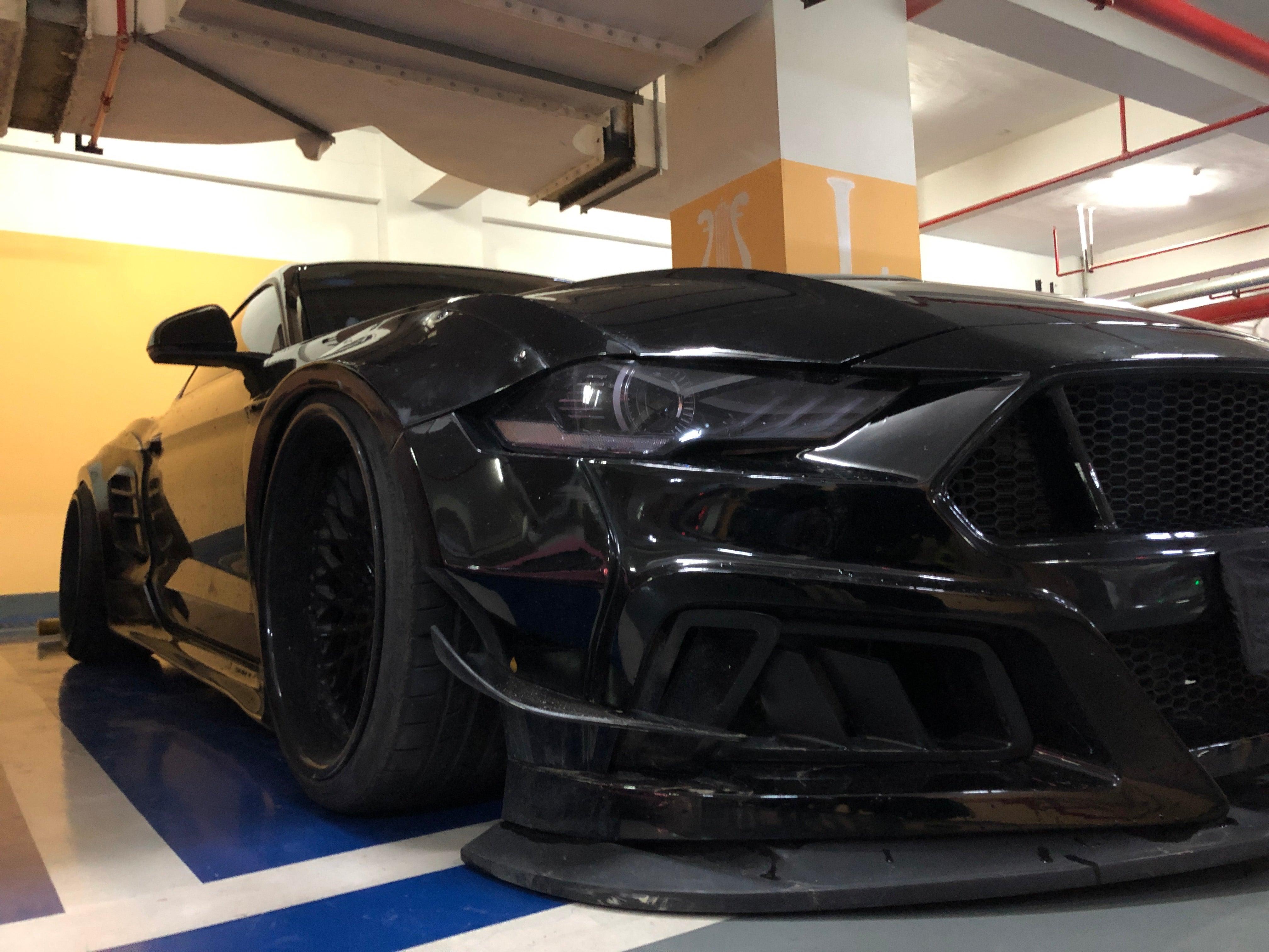 Ford Mustang Ecoboost V6 GT March1 Bullitt S550.2 2018 2019 2020 2021 2022 2023 with Aftermarket Parts - STORM Hood Bonnet Carbon Fiber / FRP from Robot Craftsman Ford Mustang Ecoboost V6 GT March1 Bullitt S550.2 2018 2019 2020 2021 2022 2023 with Aftermarket Parts - STORM Hood Bonnet Carbon Fiber / FRP from Robot Craftsman