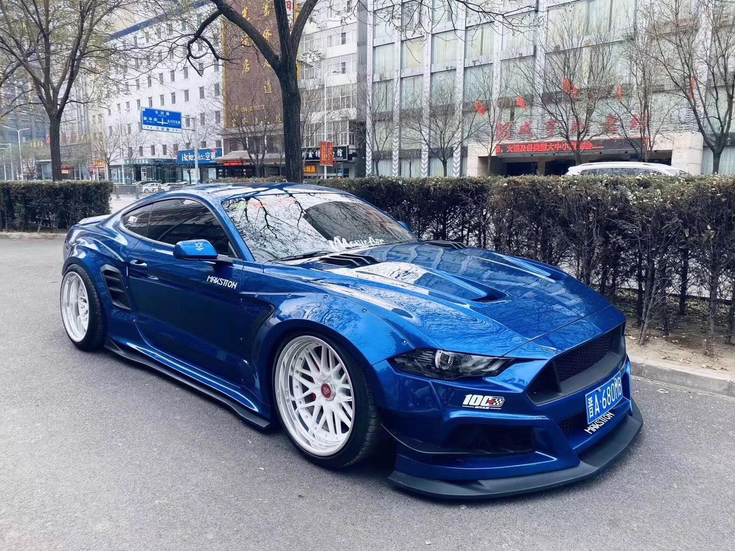 Ford Mustang Ecoboost V6 GT March1 Bullitt S550.2 2018 2019 2020 2021 2022 2023 with Aftermarket Parts - STORM Hood Bonnet Carbon Fiber / FRP from Robot Craftsman Ford Mustang Ecoboost V6 GT March1 Bullitt S550.2 2018 2019 2020 2021 2022 2023 with Aftermarket Parts - STORM Hood Bonnet Carbon Fiber / FRP from Robot Craftsman