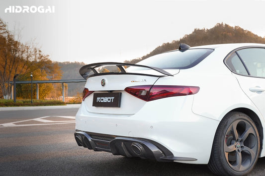 Alfa Romeo Giulia Sport Veloce Ti Sprint RWD AWD Lusso Base 2017 2018 2019 2020 2021 2022 2023 2024 with Aftermarket Parts - "HIDROGAI" Rear Spoiler Wing Carbon Fiber / FRP from Robot Craftsman