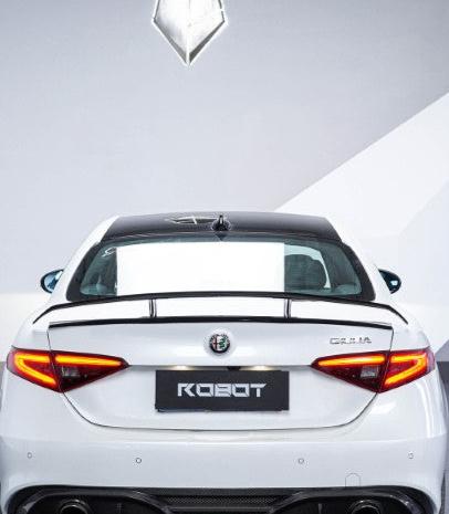 Alfa Romeo Giulia Sport Veloce Ti Sprint RWD AWD Lusso Base 2017 2018 2019 2020 2021 2022 2023 2024 with Aftermarket Parts - "HIDROGAI" Rear Lip Spoiler Carbon Fiber / FRP from Robot Craftsman
