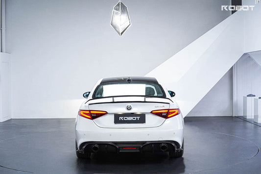 Alfa Romeo Giulia Sport Veloce Ti Sprint RWD AWD Lusso Base 2017 2018 2019 2020 2021 2022 2023 2024 with Aftermarket Parts - "HIDROGAI" Rear Lip Spoiler Carbon Fiber / FRP from Robot Craftsman
