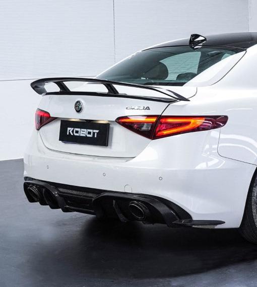 Alfa Romeo Giulia Sport Veloce Ti Sprint RWD AWD Lusso Base 2017 2018 2019 2020 2021 2022 2023 2024 with Aftermarket Parts - "HIDROGAI" Rear Diffuser Carbon Fiber / FRP from Robot Craftsman