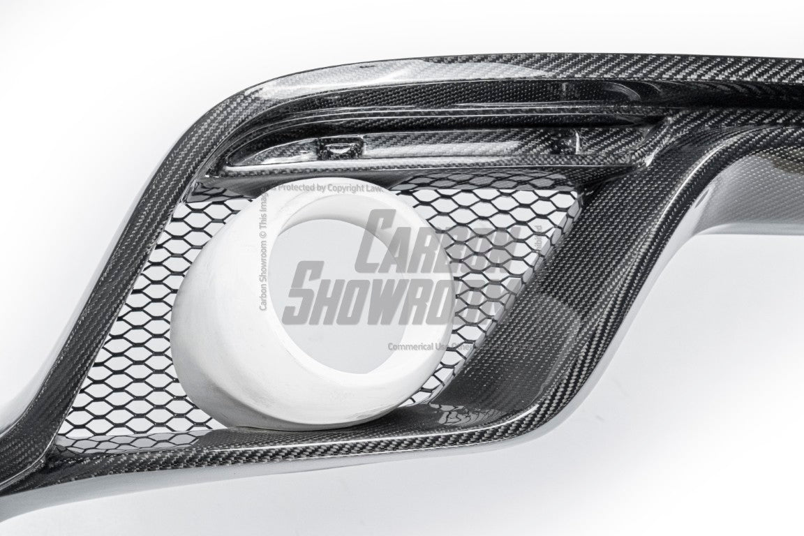 Ford Mustang Ecoboost V6 GT March1 Bullitt S550.1 S550.2 2015-2023 (note: dual exhaust tips) with Aftermarket Parts - CAVALIER Rear Diffuser Carbon Fiber/FRP from Robot Craftsman