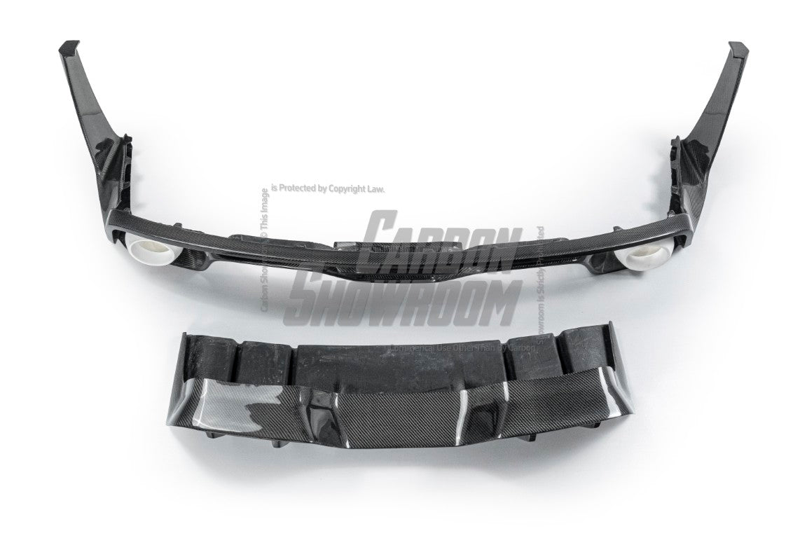 Ford Mustang Ecoboost V6 GT March1 Bullitt S550.1 S550.2 2015-2023 (note: dual exhaust tips) with Aftermarket Parts - CAVALIER Rear Diffuser Carbon Fiber/FRP from Robot Craftsman