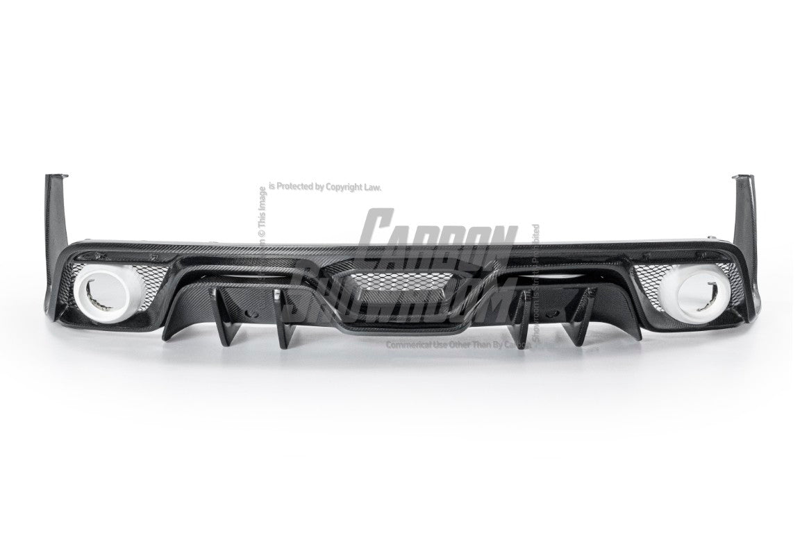 Ford Mustang Ecoboost V6 GT March1 Bullitt S550.1 S550.2 2015-2023 (note: dual exhaust tips) with Aftermarket Parts - CAVALIER Rear Diffuser Carbon Fiber/FRP from Robot Craftsman