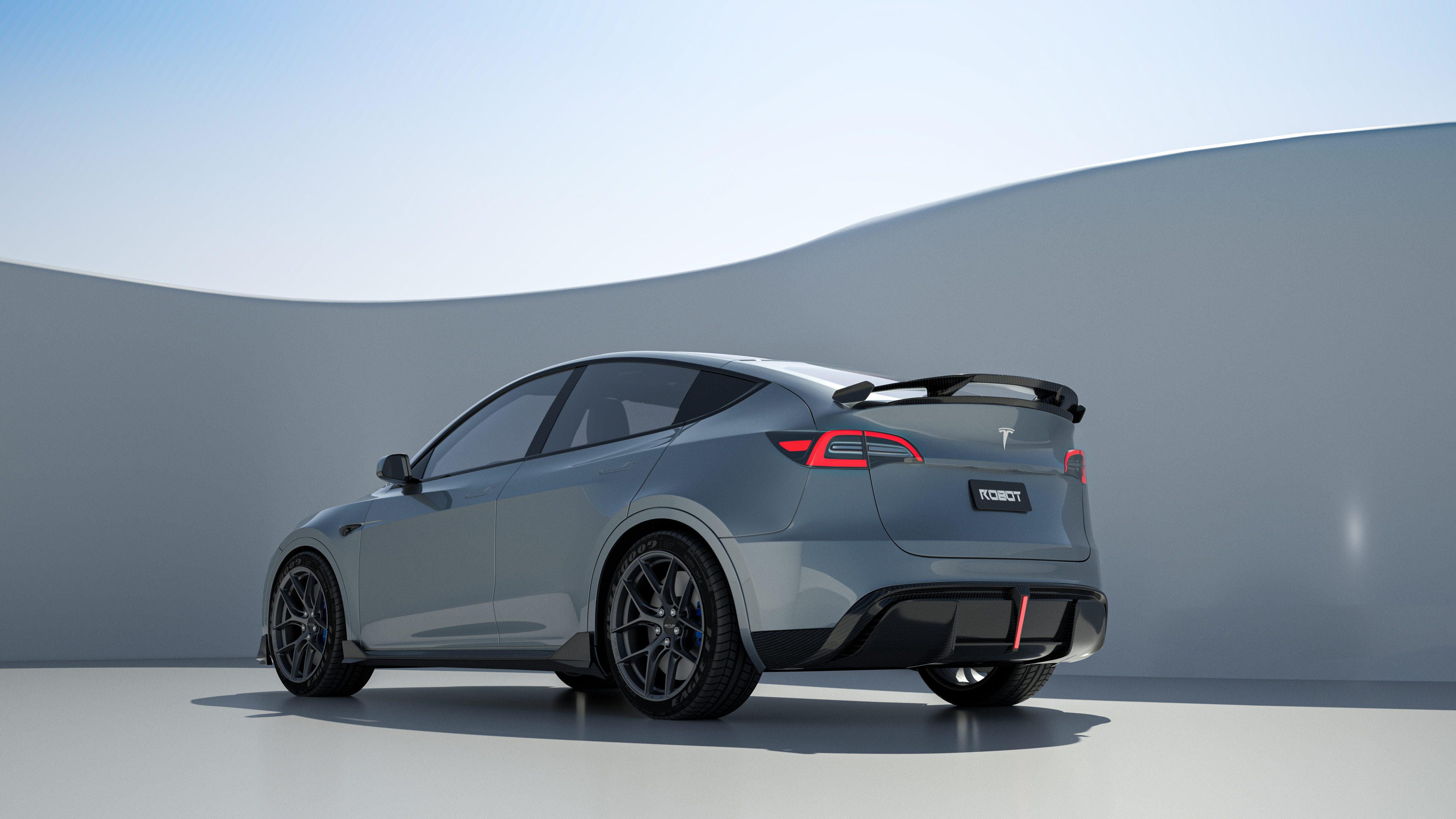 Tesla Model Y Performance AWD Long Range RWD Standard 2020 2021 2023 2024 with Aftermarket Parts - "STARSHIP" Rear Spoiler Wing Carbon Fiber / FRP from Robot Craftsman Tesla Model Y Performance AWD Long Range RWD Standard 2020 2021 2023 2024 with Aftermarket Parts - "STARSHIP" Rear Spoiler Wing Carbon Fiber / FRP from Robot Craftsman