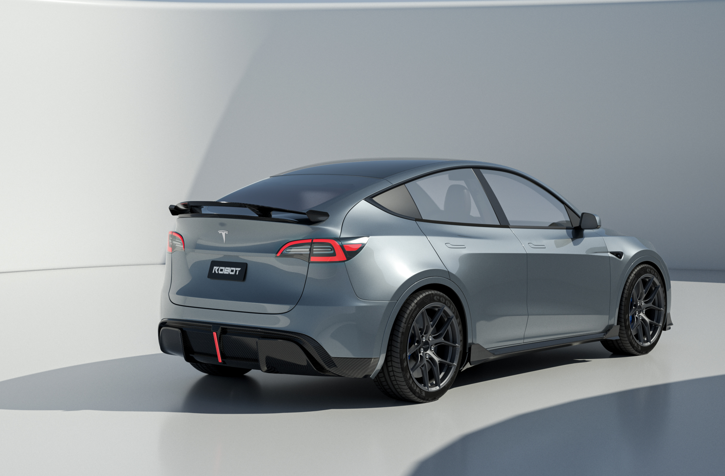 Tesla Model Y Performance AWD Long Range RWD Standard 2020 2021 2023 2024 with Aftermarket Parts - "STARSHIP" Rear Spoiler Wing Carbon Fiber / FRP from Robot Craftsman Tesla Model Y Performance AWD Long Range RWD Standard 2020 2021 2023 2024 with Aftermarket Parts - "STARSHIP" Rear Spoiler Wing Carbon Fiber / FRP from Robot Craftsman