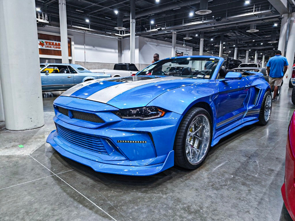 Ford Mustang Ecoboost V6 GT 2015 2016 2017 & Mustang Ecoboost V6 GT S550.1 2015 2016 2017 & Mustang Ecoboost V6 GT March1 Bullitt S550.2 2018 2019 2020 2021 2022 2023 with Aftermarket Parts - DUSK Front Bumper & Lip (Badge included) & Replacement Front Lip Only Carbon Fiber / FRP from Robot Craftsman