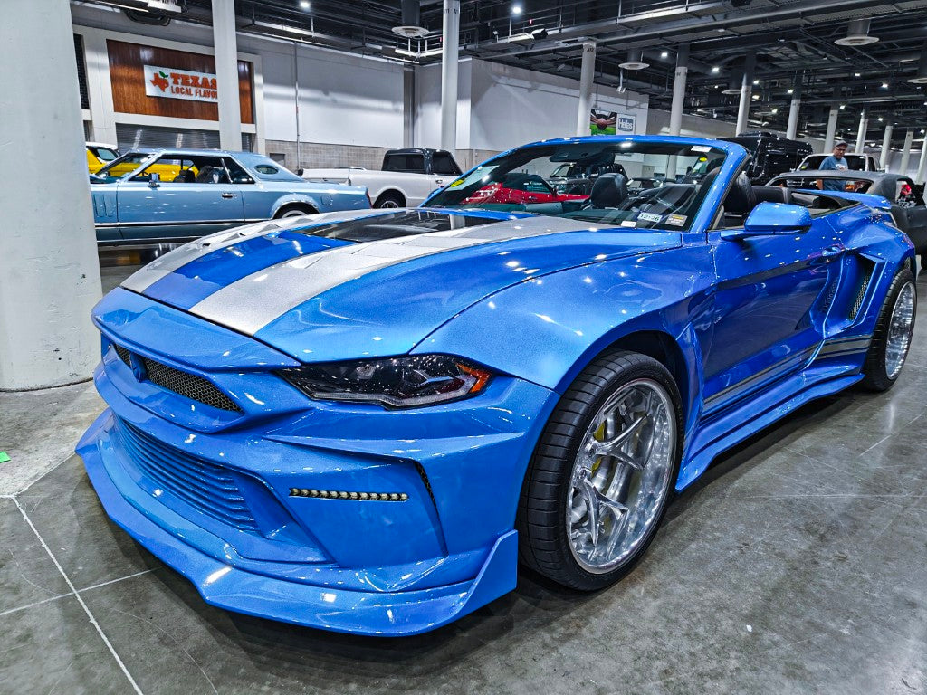 Ford Mustang Ecoboost V6 GT 2015 2016 2017 & Mustang Ecoboost V6 GT S550.1 2015 2016 2017 & Mustang Ecoboost V6 GT March1 Bullitt S550.2 2018 2019 2020 2021 2022 2023 with Aftermarket Parts - DUSK Front Bumper & Lip (Badge included) & Replacement Front Lip Only Carbon Fiber / FRP from Robot Craftsman