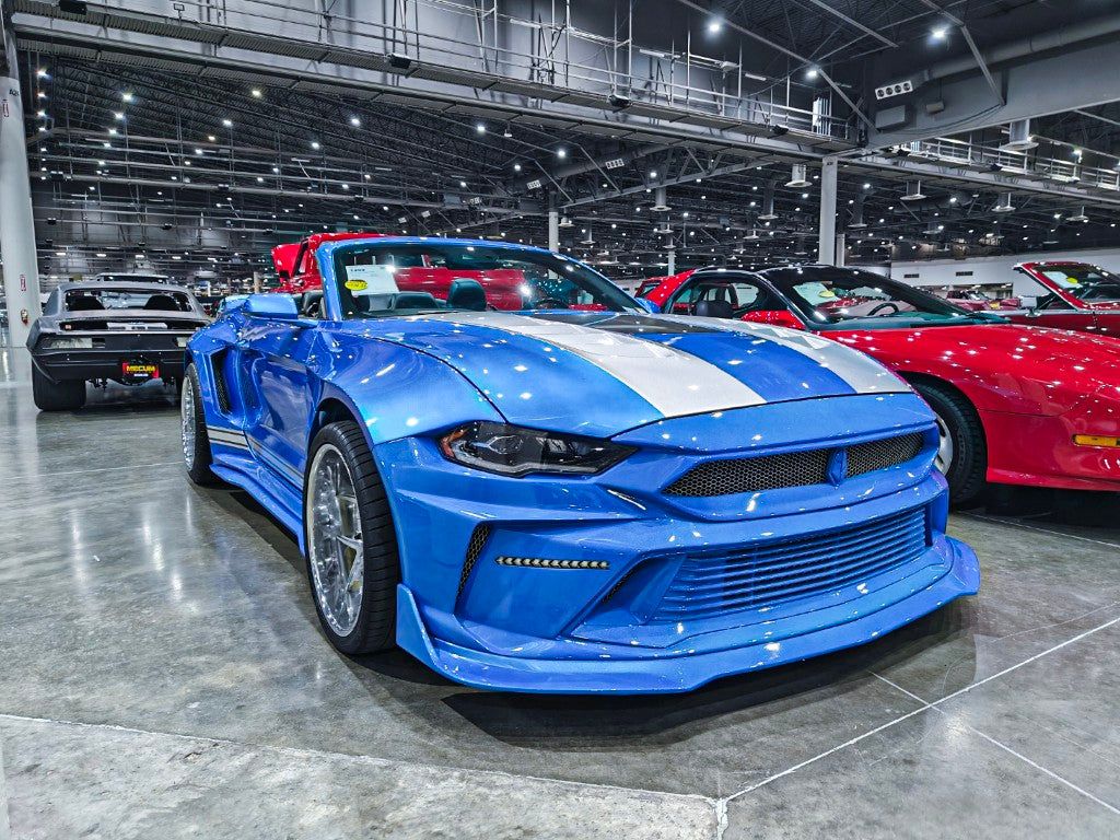 Ford Mustang Ecoboost V6 GT 2015 2016 2017 & Mustang Ecoboost V6 GT S550.1 2015 2016 2017 & Mustang Ecoboost V6 GT March1 Bullitt S550.2 2018 2019 2020 2021 2022 2023 with Aftermarket Parts - DUSK Front Bumper & Lip (Badge included) & Replacement Front Lip Only Carbon Fiber / FRP from Robot Craftsman
