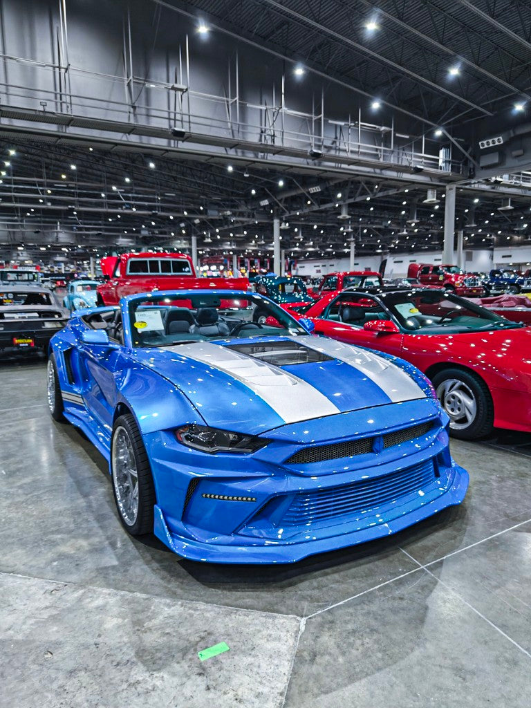 Ford Mustang Ecoboost V6 GT 2015 2016 2017 & Mustang Ecoboost V6 GT S550.1 2015 2016 2017 & Mustang Ecoboost V6 GT March1 Bullitt S550.2 2018 2019 2020 2021 2022 2023 with Aftermarket Parts - DUSK Front Bumper & Lip (Badge included) & Replacement Front Lip Only Carbon Fiber / FRP from Robot Craftsman