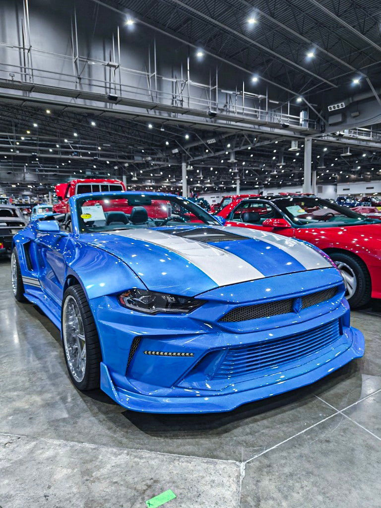 Ford Mustang Ecoboost V6 GT 2015 2016 2017 & Mustang Ecoboost V6 GT S550.1 2015 2016 2017 & Mustang Ecoboost V6 GT March1 Bullitt S550.2 2018 2019 2020 2021 2022 2023 with Aftermarket Parts - DUSK Front Bumper & Lip (Badge included) & Replacement Front Lip Only Carbon Fiber / FRP from Robot Craftsman