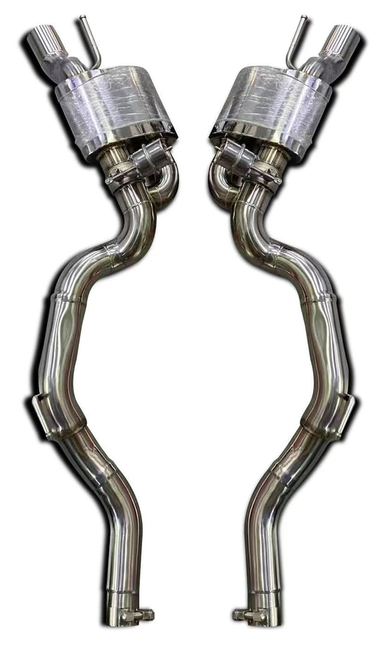 Ford Mustang Ecoboost V6 GT March1 Bullitt S550.1 S550.2 2015 2016 2017 2018 2019 2020 2021 2022 2023 (designed to be installed with ROBOT CRAFTSMAN GTD rear bumper) with Aftermarket Parts - GTD Style Axle Back Exhaust (without valve control) & Axle Back Exhaust (with valve control) Ferrochromium Alloy from Robot Craftsman