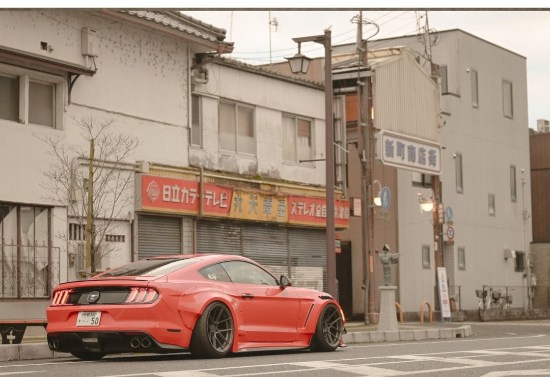 Ford Mustang Ecoboost V6 GT S550.1 2015 2016 2017 & Mustang Ecoboost V6 GT March1 Bullitt S550.2 2018 2019 2020 2021 2022 2023 with Aftermarket Parts - "STORM" Widebody Fender Flares Wheel Arches & Side Skirts Carbon Fiber / FRP from Robot Craftsman