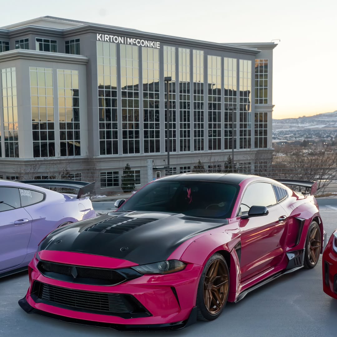 Ford Mustang Ecoboost V6 GT 2015 2016 2017 & Mustang Ecoboost V6 GT S550.1 2015 2016 2017 & Mustang Ecoboost V6 GT March1 Bullitt S550.2 2018 2019 2020 2021 2022 2023 with Aftermarket Parts - DUSK Front Bumper & Lip (Badge included) & Replacement Front Lip Only Carbon Fiber / FRP from Robot Craftsman