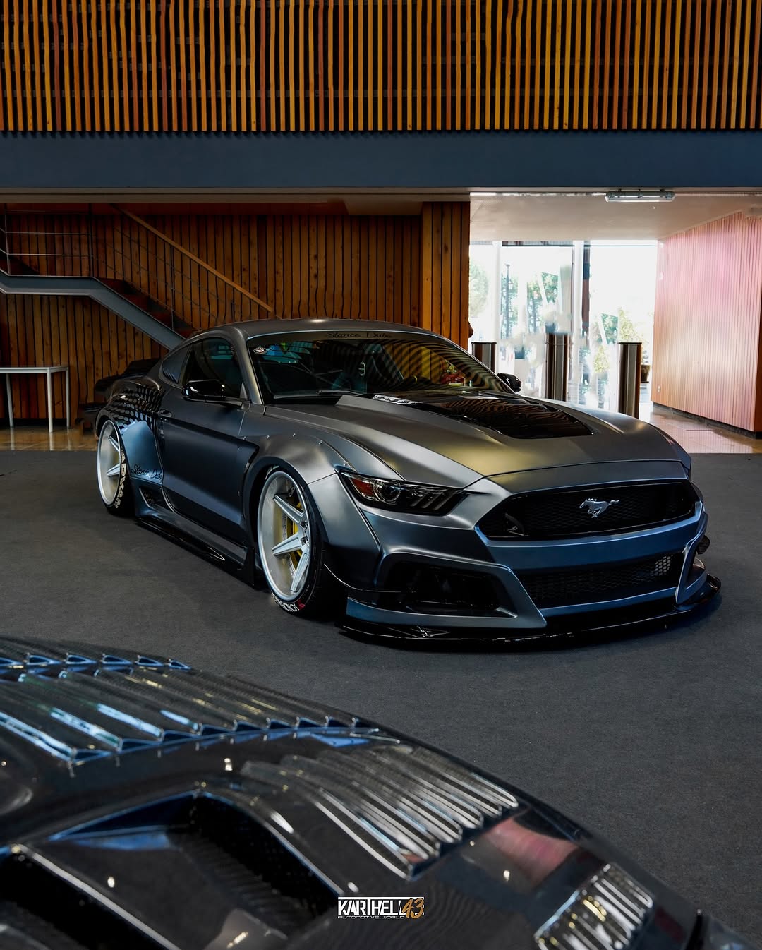 Ford Mustang Ecoboost V6 GT S550.1 2015 2016 2017 & Mustang Ecoboost V6 GT March1 Bullitt S550.2 2018 2019 2020 2021 2022 2023 with Aftermarket Parts - "STORM" Widebody Fender Flares Wheel Arches & Side Skirts Carbon Fiber / FRP from Robot Craftsman