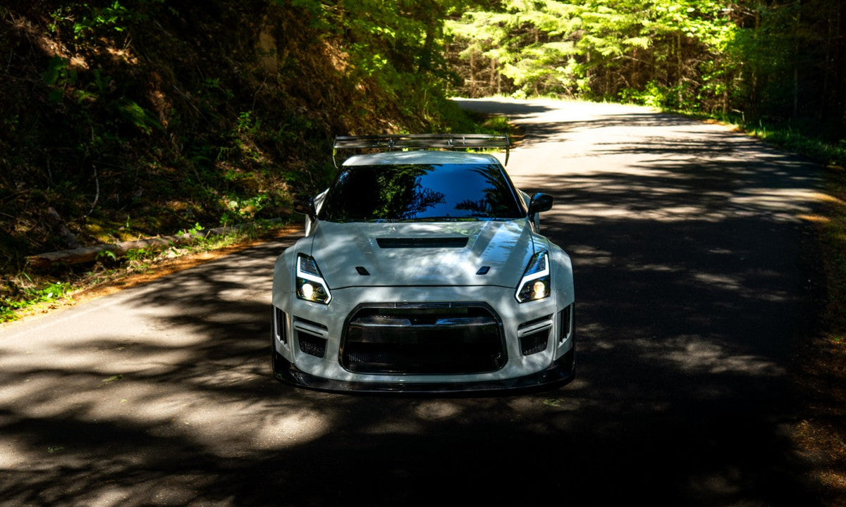 Nissan GTR Nismo Black Edition Track Edition Premium Base 2008 2009 2010 2011 2012 2013 2014 2015 2016 (for installation on 2017-2024 vehicles, 2008-2016 front bumper is recommended) with Aftermarket Parts - "Godzilla" Hood Bonnet Carbon Fiber / FRP from Robot Craftsman