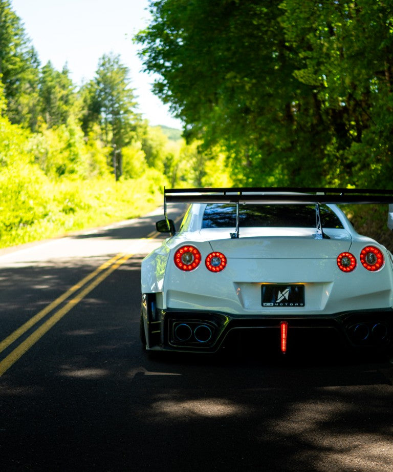Nissan GTR Nismo T-Spec Black Edition Track Edition Premium Pure CBA DBA EBA 2008 2009 2010 2011 2012 2013 2014 2015 2016 2017 2018 2019 2020 2021 2022 2023 2024 with Aftermarket Parts - "Godzilla" Swan Neck Thor GT Wing Carbon Fiber / FRP from Robot Craftsman