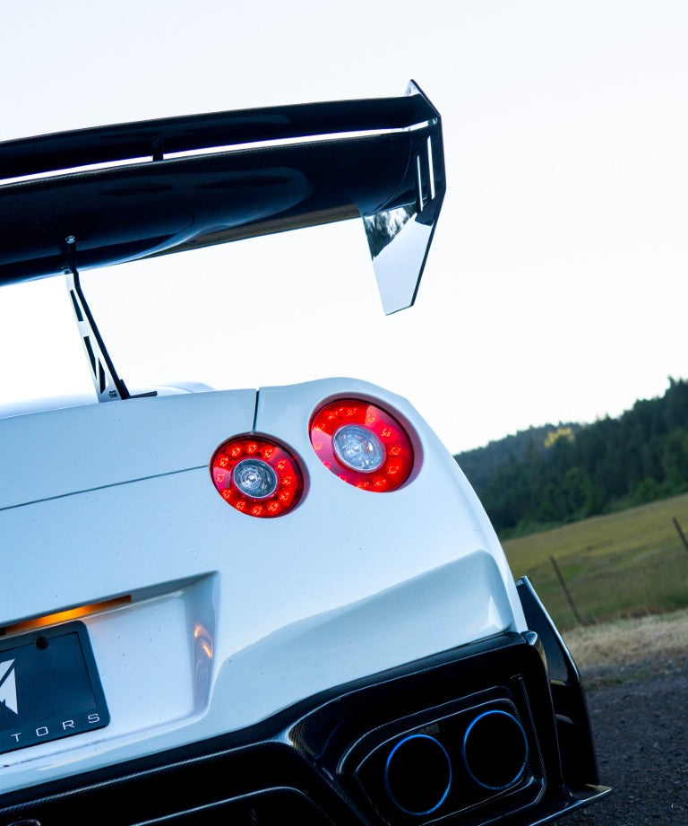 Nissan GTR Nismo T-Spec Black Edition Track Edition Premium Pure CBA DBA EBA 2008 2009 2010 2011 2012 2013 2014 2015 2016 2017 2018 2019 2020 2021 2022 2023 2024 with Aftermarket Parts - "Godzilla" Swan Neck Thor GT Wing Carbon Fiber / FRP from Robot Craftsman