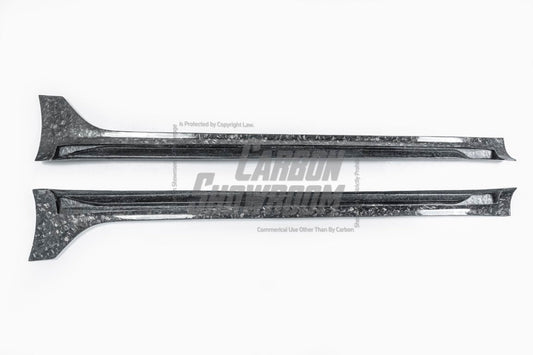 Tesla Model 3 Performance Long Range Standard Base 2017 2018 2019 2020 2021 2022 2023 with Aftermarket Parts - "Hacker" Narrow Body Side Skirts Carbon Fiber / FRP from Robot Craftsman