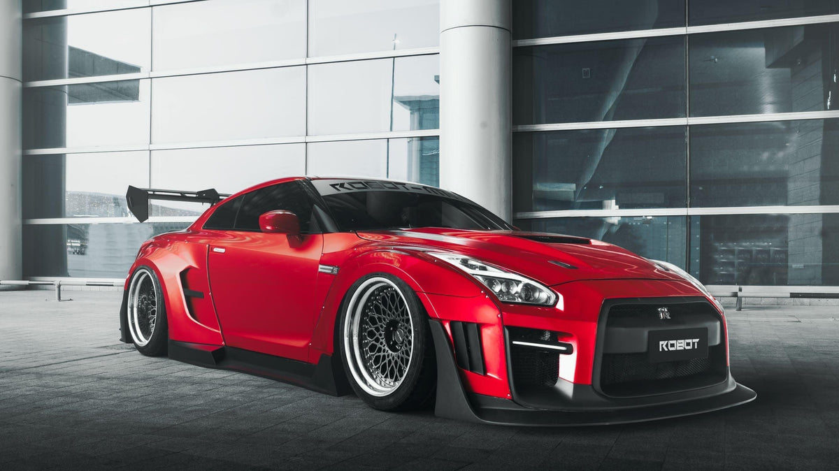 Nissan GTR Nismo T-Spec Black Edition Track Edition Premium Pure CBA DBA EBA 2008 2009 2010 2011 2012 2013 2014 2015 2016 2017 2018 2019 2020 2021 2022 2023 2024 with Aftermarket Parts - "Godzilla" Swan Neck Thor GT Wing Carbon Fiber / FRP from Robot Craftsman
