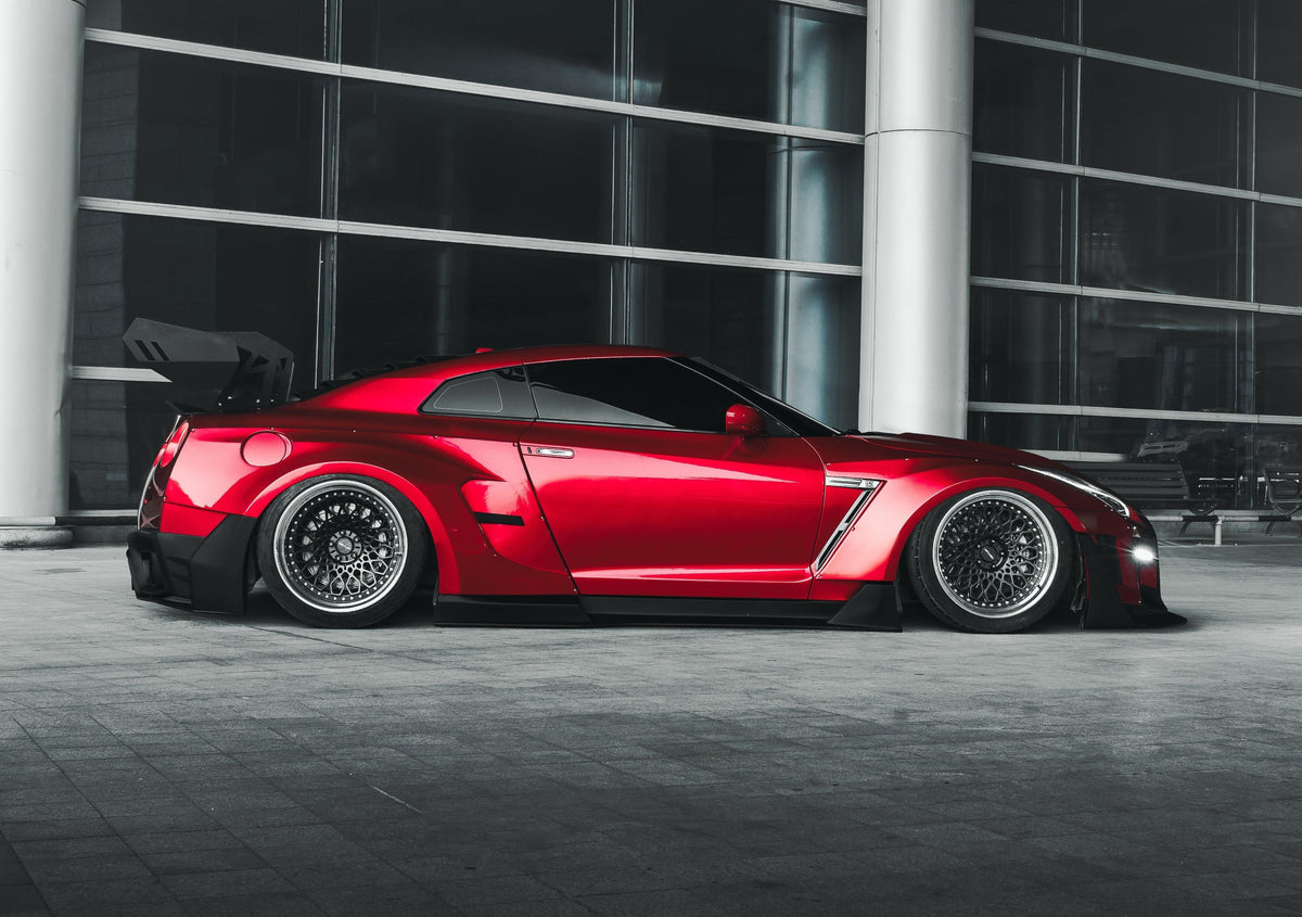 Nissan GTR Nismo T-Spec Black Edition Track Edition Premium Pure CBA DBA EBA 2008 2009 2010 2011 2012 2013 2014 2015 2016 2017 2018 2019 2020 2021 2022 2023 2024 with Aftermarket Parts - "Godzilla" Swan Neck Thor GT Wing Carbon Fiber / FRP from Robot Craftsman