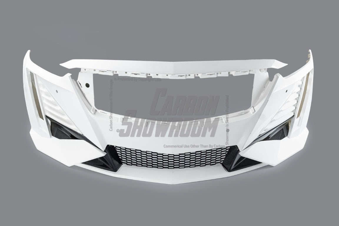 Cadillac CT5 CT5-V Sport Premium Luxury Base 2020 2021 2022 2023 2024 with Aftermarket Parts - "PRISM" Front Bumper & Front Lip Carbon Fiber / FRP from Robot Craftsman