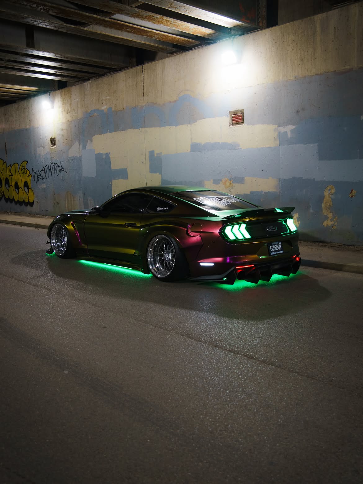 Ford Mustang Ecoboost V6 GT S550.1 2015 2016 2017 & Mustang Ecoboost V6 GT March1 Bullitt S550.2 2018 2019 2020 2021 2022 2023 with Aftermarket Parts - "STORM" Widebody Fender Flares Wheel Arches & Side Skirts Carbon Fiber / FRP from Robot Craftsman