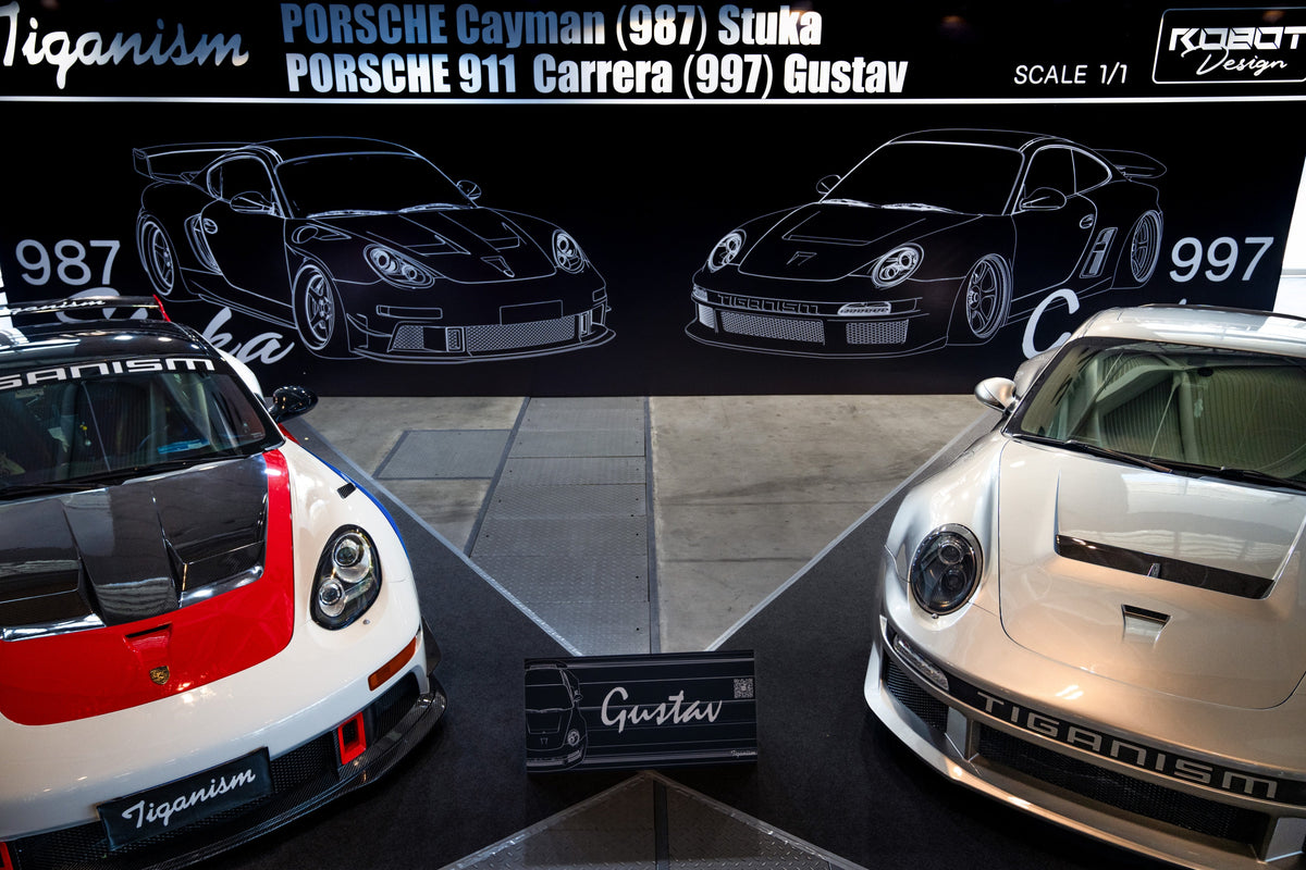 Porsche 911 997.1 997.2 Carrera Base S 2009–2012 (997.1 requires 997.2 taillights) with Robot Craftsman's Aftermarket Parts - Package A "TIGANISM GUSTAV" Carbon Fiber / FRP