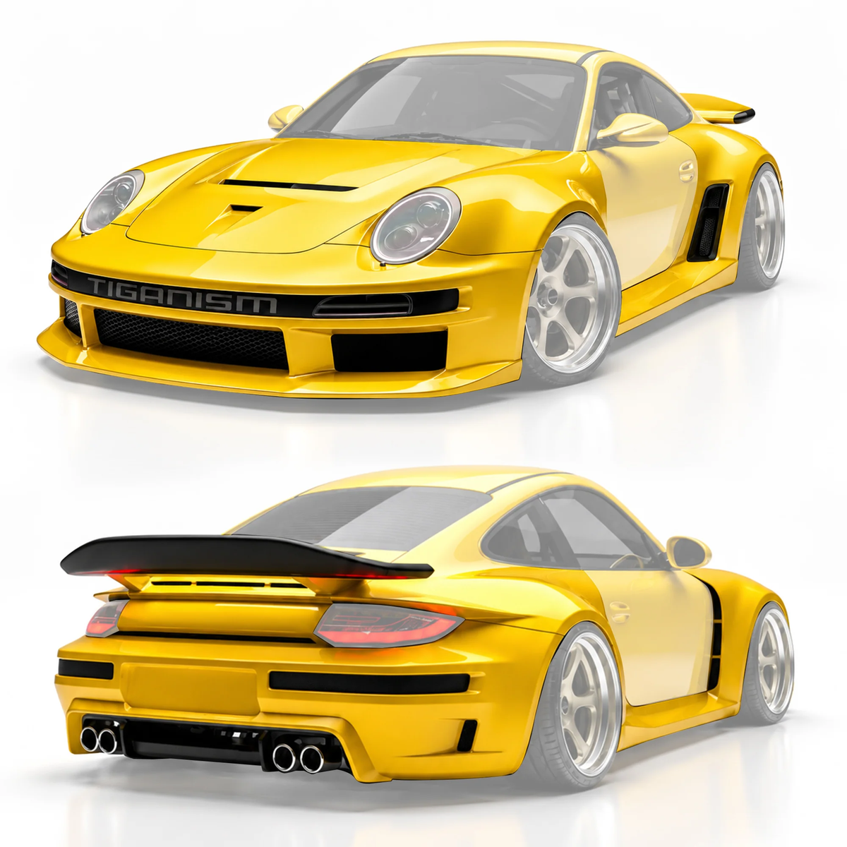 Porsche 911 997.1 997.2 Carrera Base S 2009–2012 (997.1 requires 997.2 taillights) with Robot Craftsman's Aftermarket Parts - Package A "TIGANISM GUSTAV" Carbon Fiber / FRP