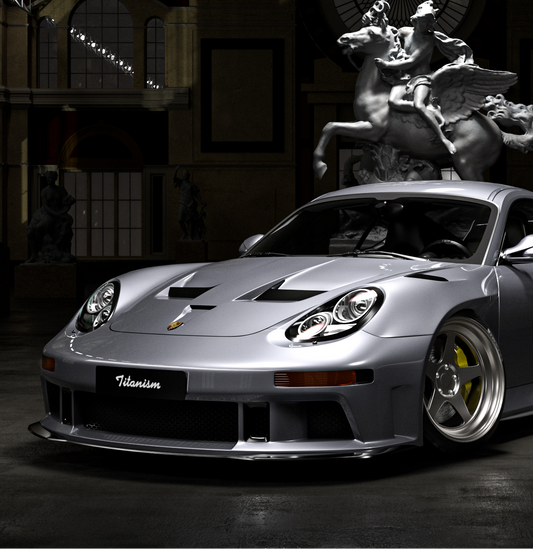 Porsche 987.1 Cayman & Boxster Base / S 2005 2006 2007 2008 & 987.2 Cayman & Boxster Base / S / R 2009 2010 2011 2012 with Aftermarket Parts - TITANISM STUKA Front Bumper