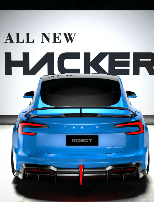 Tesla Model 3 Highland / Performance 2024-ON with Aftermarket Parts - Hacker Narrow Body Rear Bumper & Diffuser Carbon Fiber / FRP from Robot Craftsman