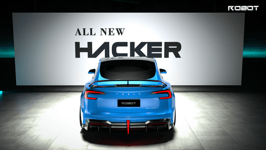 Tesla Model 3 Highland / Performance 2024-ON with Aftermarket Parts - Hacker Rear Wing Carbon Fiber / FRP from Robot Craftsman