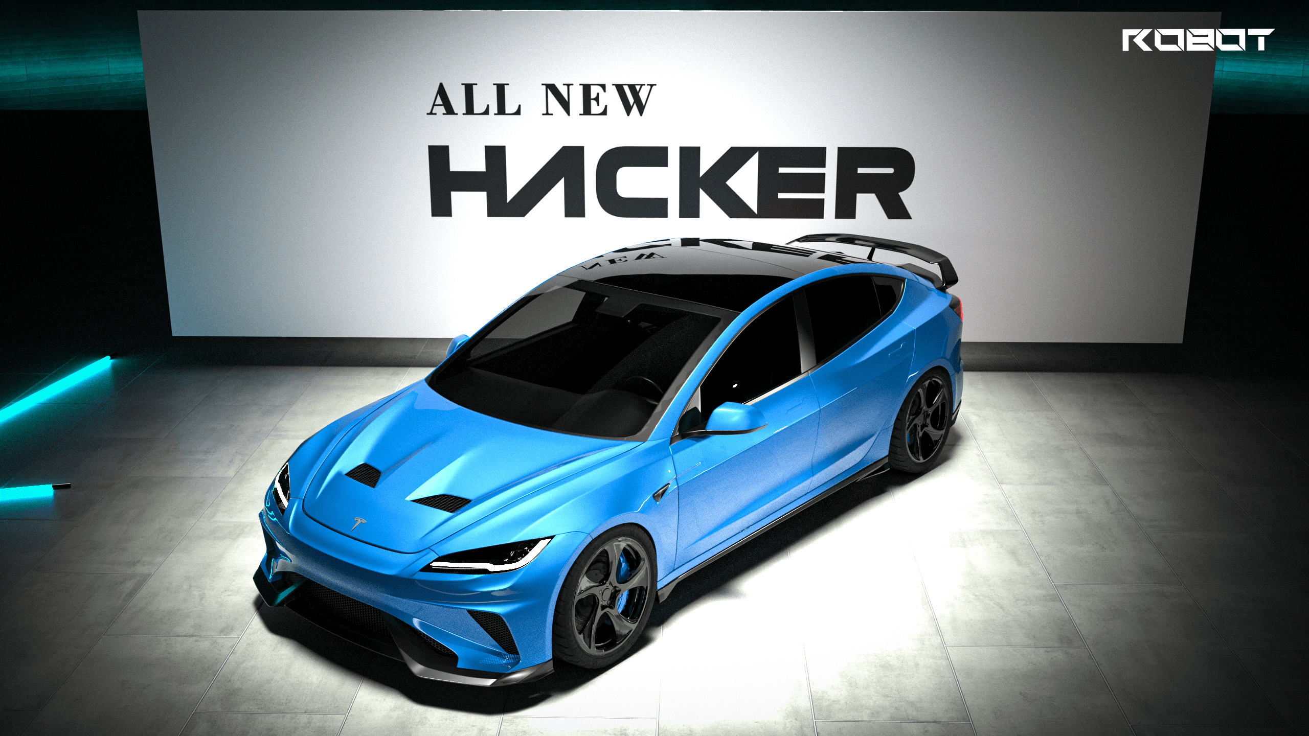 Tesla Model 3 Highland / Performance 2024-ON with Aftermarket Parts - Hacker Narrow Body Front Bumper & Lip Carbon Fiber / FRP from Robot Craftsman Tesla Model 3 Highland / Performance 2024-ON with Aftermarket Parts - Hacker Narrow Body Front Bumper & Lip Carbon Fiber / FRP from Robot Craftsman