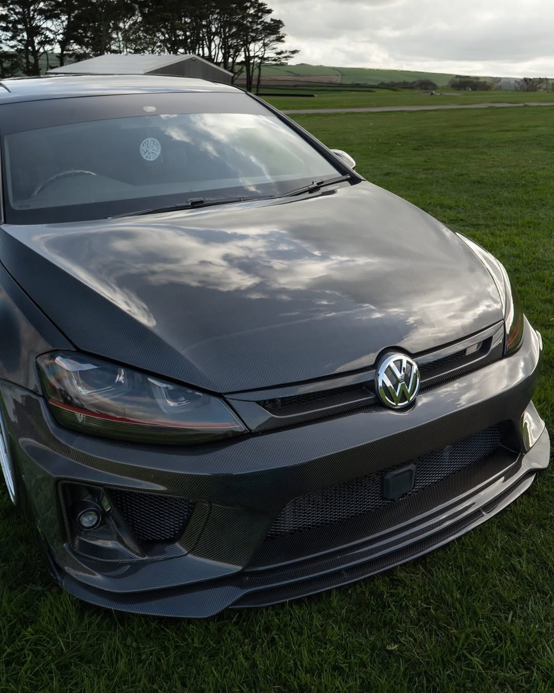 Volkswagen Golf R GTI Base MK7 MK7.5 2015 2016 2017 2018 2019 2020 2021 & Golf R GTI Base MK7 2015 2016 2017 & Golf R GTI Base MK7.5 2018 2019 2020 2021 with Aftermarket Parts - Front Lip & Front Bumper Carbon Fiber / FRP from Robot Craftsman