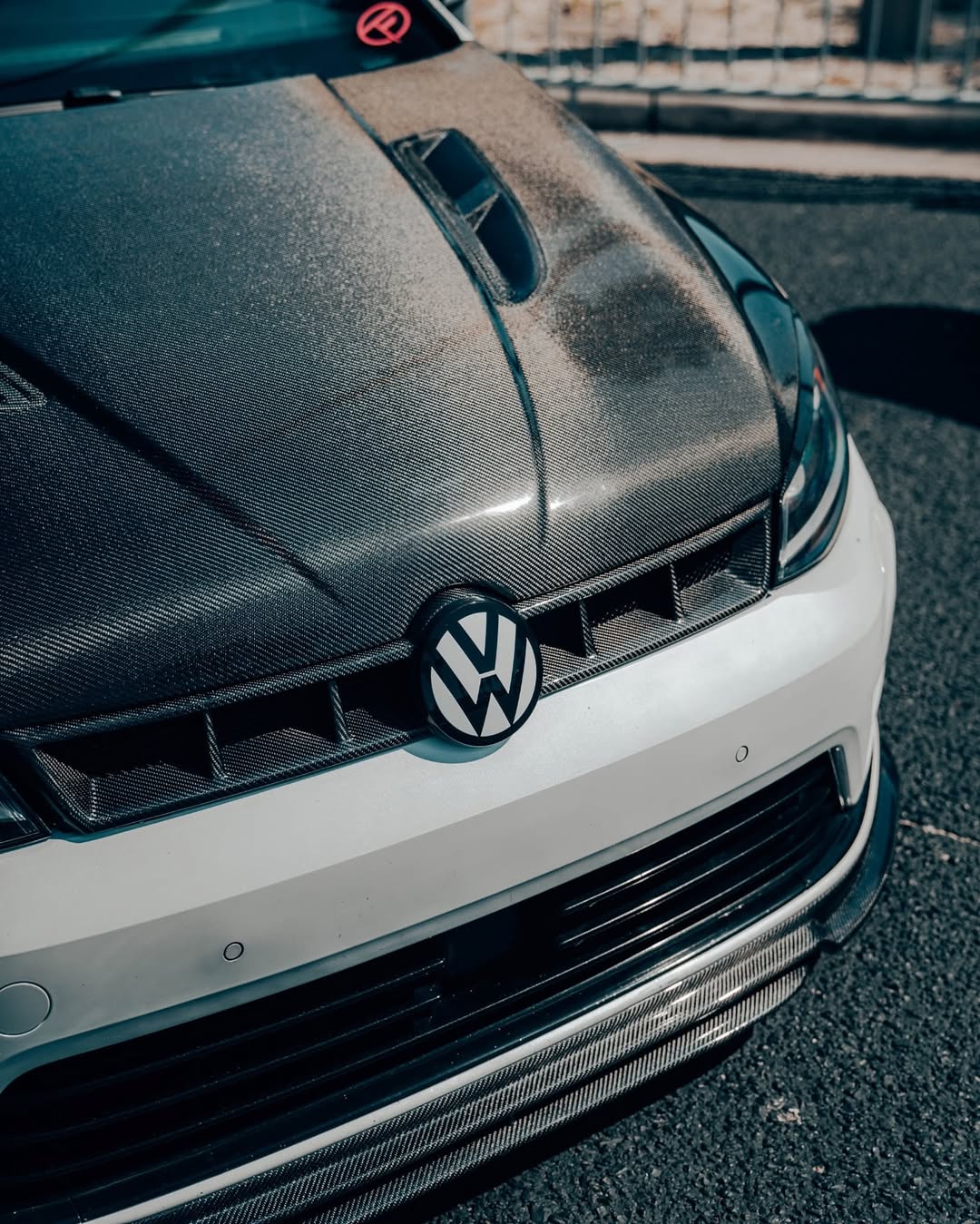 Volkswagen Golf R GTI Base MK7 MK7.5 2015 2016 2017 2018 2019 2020 2021 with Aftermarket Parts - Front Grill Replacement & ROBOT Emblem Cover Carbon Fiber / FRP from Robot Craftsman Volkswagen Golf R GTI Base MK7 MK7.5 2015 2016 2017 2018 2019 2020 2021 with Aftermarket Parts - Front Grill Replacement & ROBOT Emblem Cover Carbon Fiber / FRP from Robot Craftsman