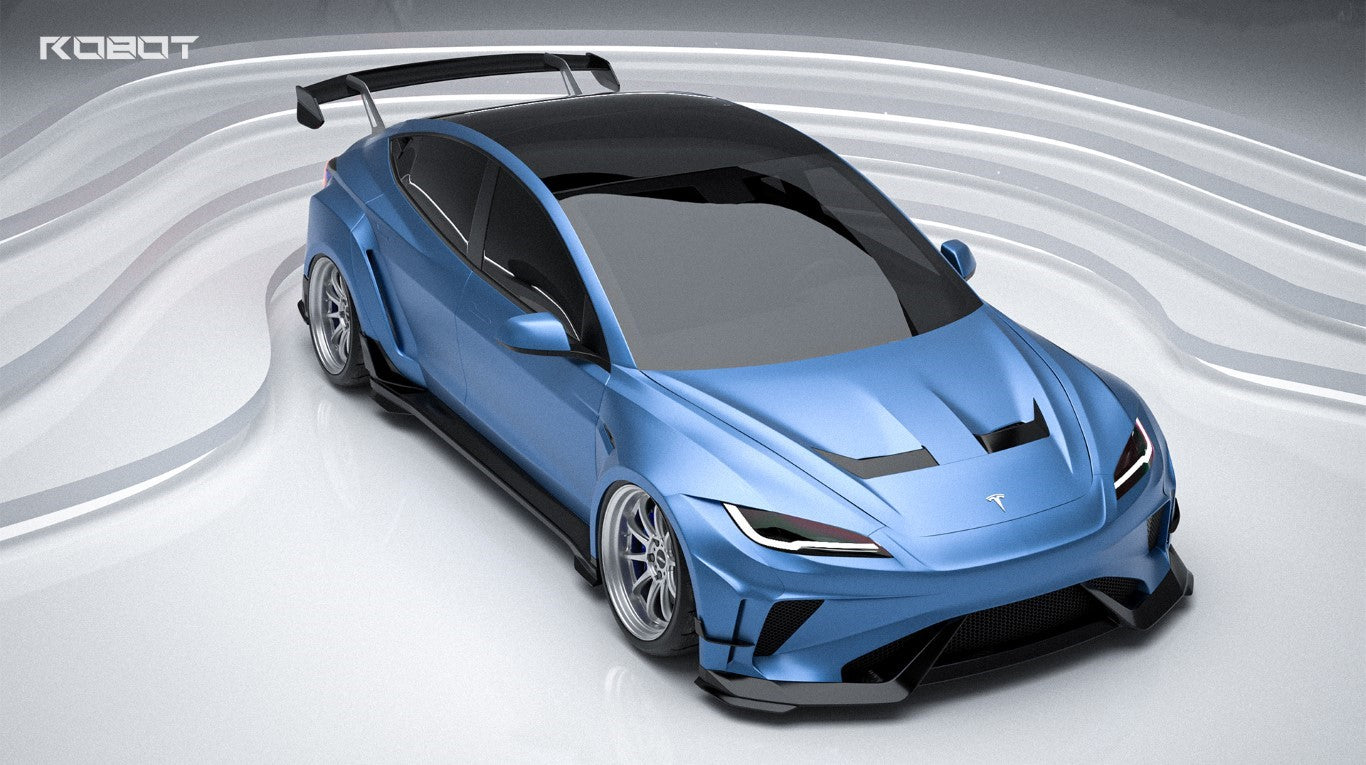 Tesla Model 3 Highland / Performance 2024-ON with Aftermarket Parts - Full Complete Kit Carbon Fiber / FRP from Robot Craftsman Tesla Model 3 Highland / Performance 2024-ON with Aftermarket Parts - Full Complete Kit Carbon Fiber / FRP from Robot Craftsman
