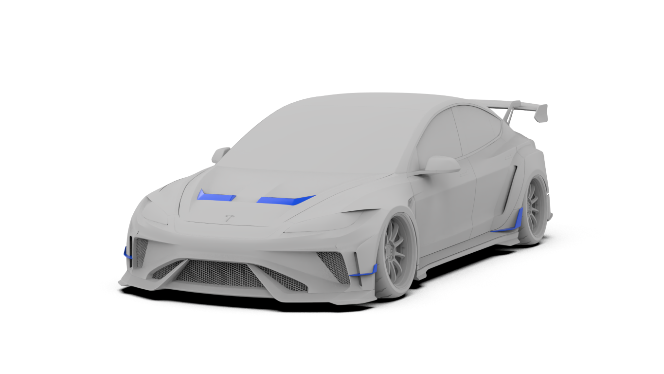 Tesla Model 3 Highland / Performance 2024-ON with Aftermarket Parts - Full Complete Kit Carbon Fiber / FRP from Robot Craftsman Tesla Model 3 Highland / Performance 2024-ON with Aftermarket Parts - Full Complete Kit Carbon Fiber / FRP from Robot Craftsman